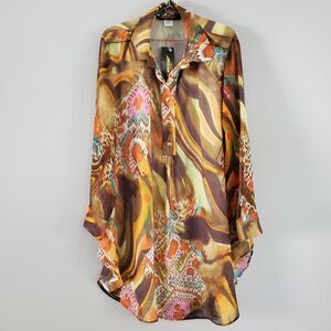 UFFIZI Short Hills Amelia Long Silk Tunic in Multi Ikat Size M